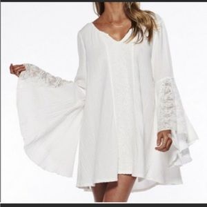 L*Space Lace Gauze Shirt Tunic Dress White Coverup Summer Swim